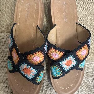Vibrant Floral Crochet Women's Sandals
